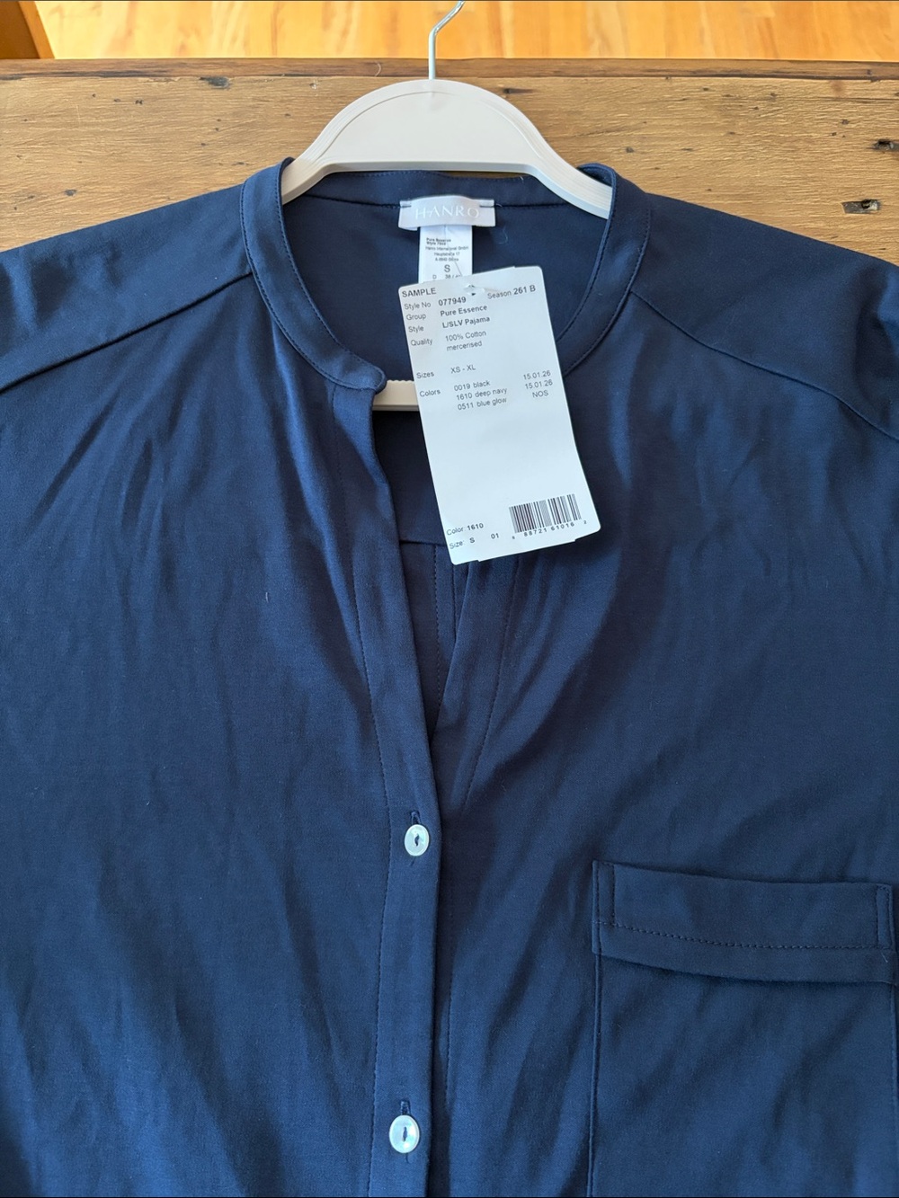 Hanro Navy Round-Neck Button Shirt